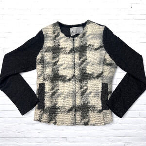 Anthropologie Dolan Mohair Wool Blend Jacket Gray Cream Womens Medium Cardigan